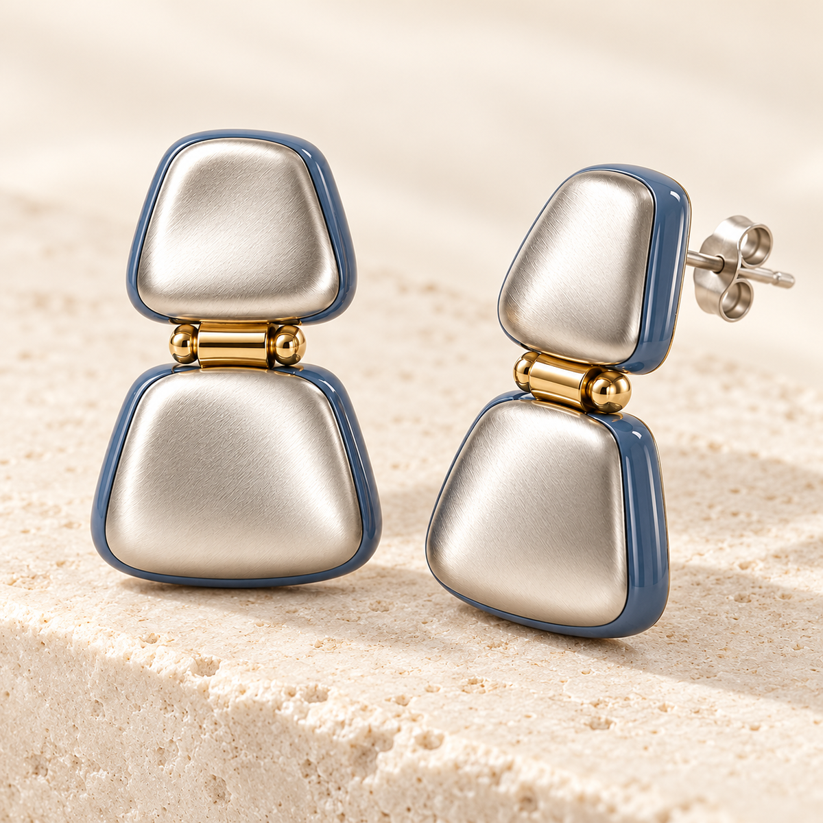 Cloud Hinge earrings, detail view — AI design rendering
