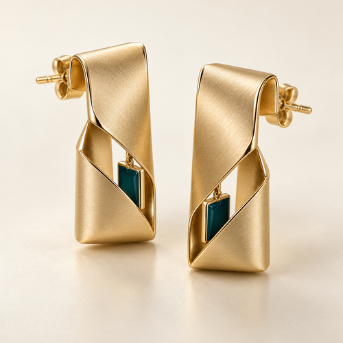 Folded Horizon earrings — AI design rendering