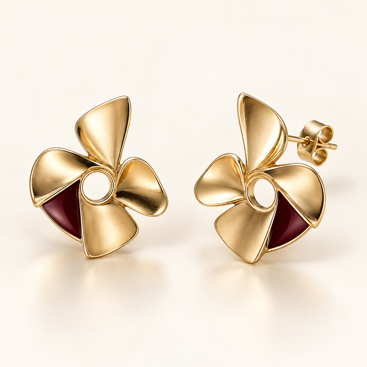 Petal Compass earrings — AI design rendering