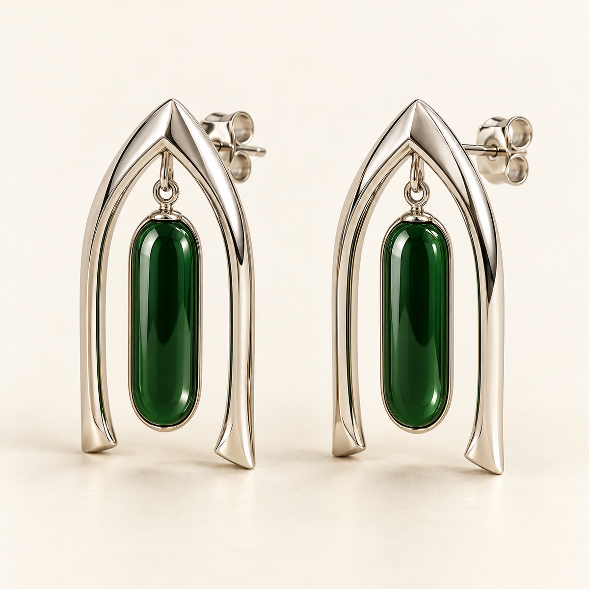 Rain Vault earrings — AI design rendering